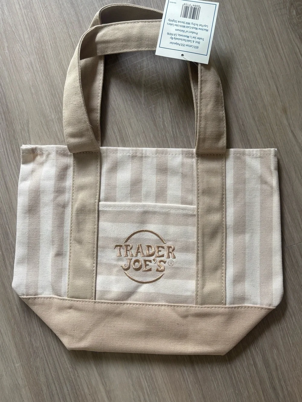 Trader Joe’s Striped Mini Canvas Tote Beige
